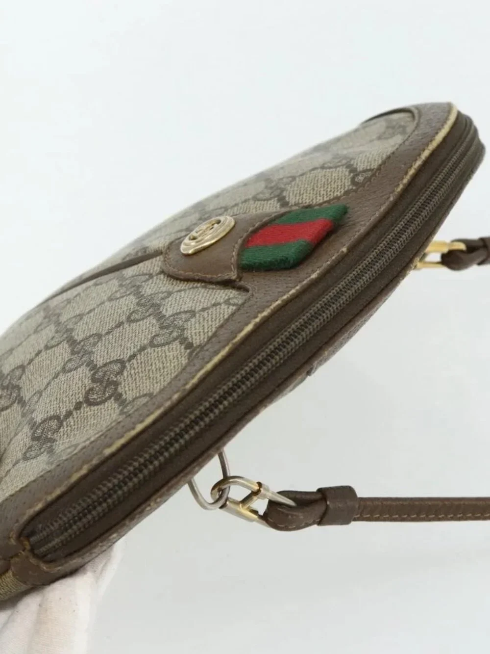 GUCCI GG Supreme Shoulder Bag PVC Beige Gold 904 02 047 Auth